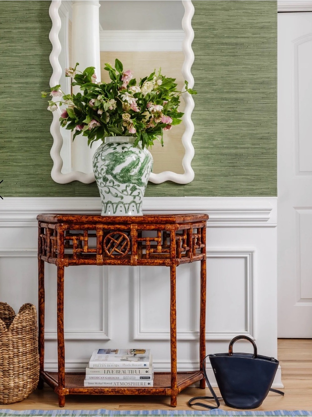 Society Social Faux Grasscloth Peel and Stick Wallpaper in Hunter Green